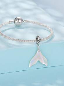 WOSTU 1pc 925 Sterling Silver Dream Mermaid Tail Pendant Elegant Cute Fritillaria Mermaid Design Charm Fit DIY Original Bracelets And Necklaces For Women Fine Jewelry Accessories
