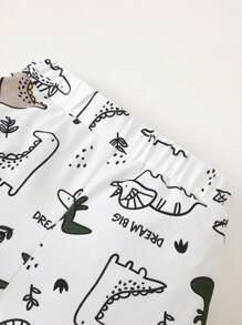 BrownBark 2pcs Baby Boys' Soft & Comfortable Casual Outfit, Sleeveless Crew Neck Cute Dinosaur Pattern Vest & Shorts Set, Lively & Adorable Style Suitable For Summer Outings