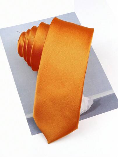 ZONFAZ 1pc Men's Solid Color Smooth Shiny Slim 2" Necktie, Suitable For Weddings, Christmas Celebrations, Thanksgiving, Parties, And Everyday WearMen Necktie