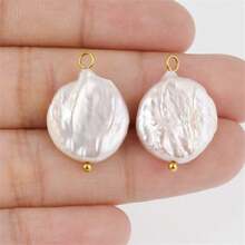 2 件天然淡水珍珠吊坠天然巴洛克不对称不完美珍珠，适合珍珠 DIY 制作，珍珠项链，珍珠耳环，珍珠手链珍珠吊坠脚链和时尚配饰，具有精致的米粒纹理，用于珠宝制作的吊坠孔：2 毫米 - Pearl - 查看 19