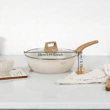1 pezzo Set di pentole e padelle antiaderenti, set di pentole da cucina in granito bianco adatto per induzione, perfetto per campeggio, adatto al forno per cottura di frutti di mare
