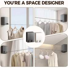 Rozwijana linka do bielizny, linka do bielizny ze stali nierdzewnej, może być używana wewnątrz i na zewnątrz, linka do bielizny na ręczniki, montowana na ścianie, regulowana długość, duża nośność, wewnętrzna linka do bielizny bez dziurkowania, odpowiednia do niewidocznej linki do bielizny w łazience, balkonowa łazienkowa rozwijana linka stalowa