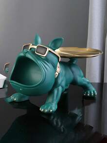 1pc Bulldog Figurine Storage Decor, Large Mouth Dog Statue Artistic Crafts, Home Living Room Office Bookshelf Decor, Tabletop Display Foyer Decoration, Handmade Home Decor Style Doll, Suitable As Small Gift, Home Essentials