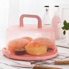 1 pieza Caja de almacenamiento para pastel de 8 pulgadas con tapa y asa, caja de pastel portátil de PP, adecuada para picnic al aire libre, camping, interior/exterior del hogar, oficina, escuela, vacaciones, fiesta de cumpleaños, boda, horneado, color y estilo aleatorios