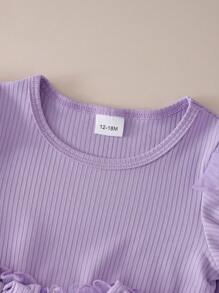 Girls Summer New Mesh Embroidered Floral Trim Short Sleeve Dress