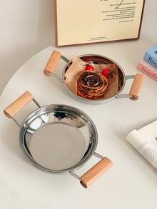 1 件不锈钢厨具，韩式双柄木锅，适用于拉面、煎锅、海鲜锅、韩式煎锅、烤饭、意大利面、炸鸡的盛菜盘 - 彩色 - 查看 8