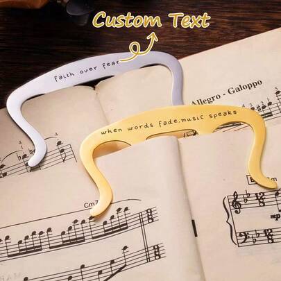 Personalized Music Score Clip Holder, Customized Steel Piano, Guitar, Violin Bookmark, Engraved Saxophone Accessory, Gift For Music Teachers, Musicians, School Supplies, Back To School