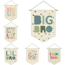 1 Stück Hängende Wandleinwand Banner Kinderzimmer Dekoration Baby Kinder Wandkunst Leinwand Banner Wandbehang Wimpel Leinwand Banner für Spielzimmer Baby Kinderzimmer Dekoration 15 x 11 Zoll