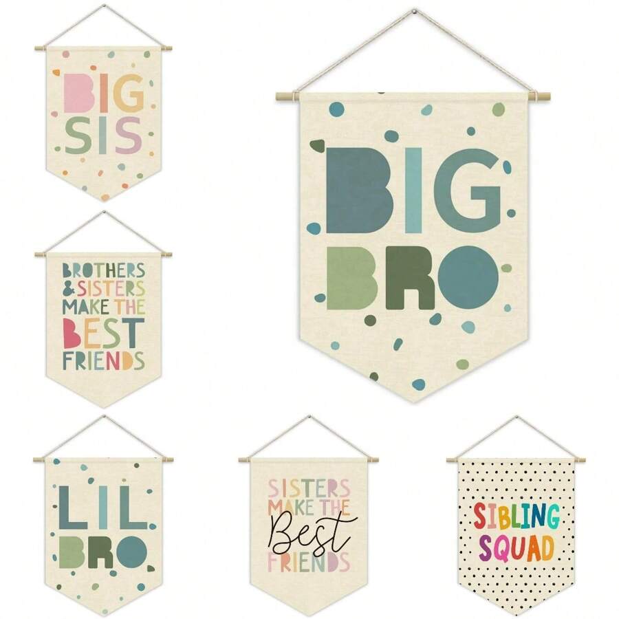1 Stück Hängende Wandleinwand Banner Kinderzimmer Dekoration Baby Kinder Wandkunst Leinwand Banner Wandbehang Wimpel Leinwand Banner für Spielzimmer Baby Kinderzimmer Dekoration 15 x 11 Zoll