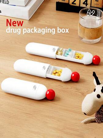 1pc New Sealed Medicine Box Portable Minimalist Medicine Packaging Box Three Trips A Day Portable Pill Box Small