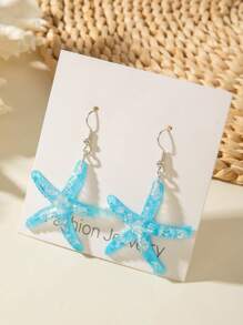 1 Pair/6 Pairs Set Bohemian Sea Star Resin Pendant Women Single Pair Earring & Earring Set, Suitable For Beach Party, Gift (No Card)