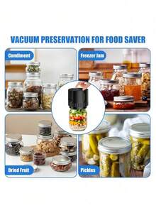 Vacuum Sealer With Wide-Mouth And Regular-Mouth, Powerful Sealing Machine , Portable Food Vacuum Sealer,  Mason Jar Vacuum Sealer Kit For Food Storage And Fermentation, 5.11*4.33*4.33 Inch,Black - 黑色 - 查看 6