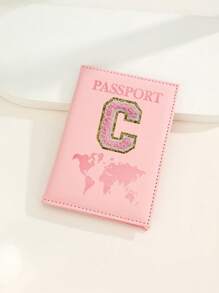 Capa Para Passaporte Com Letras De A A Z, Porta-Passaporte De Viagem Com Estampa De Mapa, Pasta Para Passaporte Rosa, Carteira Para Passaporte Para Viagens De Negócios