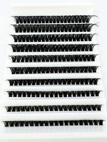 14D/DD/C Curl Volume 5D Fluffy Lashes 10-18mm, Split Between Left+Right Suitable For Pair Of Lashes. 14 Rows Of Faux Mink Lashes, Natural Split. Thick, Soft, Lightweight Lash Set, Comfortable Wear. Opens Eyes, Lifts Corners, For Lash Extension DIY. For Daily Life, Wedding, Dating, Party, Music Festival, Halloween Use - Black - View 15
