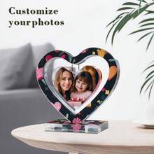 1pc Personalized Photo Decor, Romantic Hollow Heart Acrylic Sign With Your Own Photo, Beautiful Picture, Travel Photos, Customized Desktop Decoration, Gift For Valentine's Day, Mother's Day, Wedding Anniversary, Travel Memory, Parent-Child Memento,Home Refresh,Warm Ambience,Home & Living,Customized Crafts,Christmas Gift Supplies - Multicolor - View 10