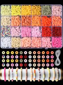 Set de manualidades para hacer pulseras con cuentas de arcilla, incluye 4800 cuentas de arcilla polimérica tipo "preppy" con encantos para hacer joyas, manualidades DIY de cumpleaños