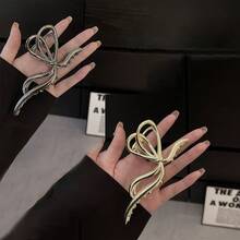 1/2/3pcs Bowknot Hair Clips, Metal Alloy Material For Women, Fashionable & Elegant, Suitable For Thick Hair - Gold+Black - View 12