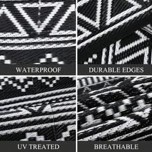 Outdoor Rug Bohemian Style Outdoor Rug Double-Sided Reversible Plastic Straw Rug Easy To Clean For Balcony Beach Deck Patio Picnic RV Camping - Black and White - View 5