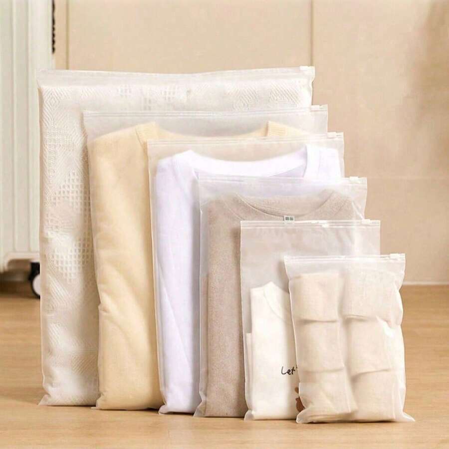 2/3/5/10pcs Whale Print Travel Storage Bag, Transparent PVC Clothes Sorting Bag, Waterproof Zipper Underwear Packing Bag,Transparent Sealed Underwear Organizer, Travel Luggage Packing Pouch - White - View 1