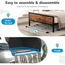 HOKEEPER Heavy Duty Clothes Rail With Wheels 120cm Metal Clothes Rack With Bottom Rack, 2 Tier Double Mobile Wardrobe With Adjustable Hanging Rails For Clothes, Chromed Steel, Silver - Silver - View 8