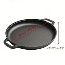 1pc Multi-Functional Cast Iron Skillet - Non-Stick Suitable For Pizza, Grill, Pancake - Compatible With All Stoves, Ideal For Home Kitchen And Outdoor Cooking