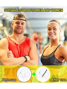 6pcs Thick Non-Slip Elastic Sports Headbands, Unisex, Stretchy Grip Sports Headbands, Sweat-Absorbent, Suitable For Fitness And Yoga
