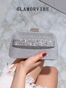 1 件女士优雅银色闪光晚装包，水钻手拿包，配有可拆卸金属链，适合派对、婚礼、舞会、夜总会、生日礼物、礼服搭配、情人节礼物、节日礼物 - 銀色 - 查看 5