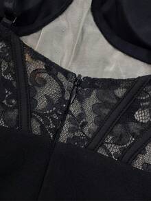 NIKBK 女式细肩带夏季黑色水钻褶饰优雅迷你修身连衣裙狂欢婚礼伴娘宾客装、派对礼服、鸡尾酒会 - 黑色 - 查看 7