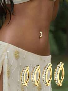 1PC 925 Sterling Silver Clicker Belly Button Ring For Women Cute CZ Small Hoop Simple Reverse Navel Piercing Jewelry