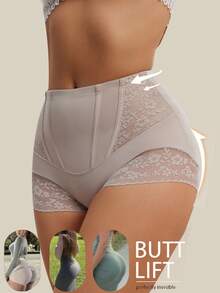 2 件高腰紧身塑身内裤，适合女性，产后腹部塑形，蕾丝细节，透气尼龙混纺，手洗，腰部塑形内衣 - 彩色 - 查看 4