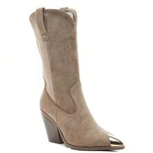 Bottes Haute Western à Talon épais And Bout Point Décoratif - KHAKI9352 - View 2