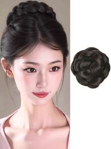1 件合成假发抓发髻合成假发耐热头发抓握和夹花蕾头适合女性日常穿着和聚会