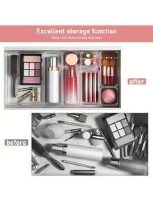 44PCS Drawer Storage Box Kit, Multifunctional Clear Plastic Drawer Organizer Set, Drawer Divider Organizers And Storage Box For Cosmetic, Jewelry, Stationery, Home Organization, Office Supplies, Back To School Dorm Supplies Bathroom Decor Summer Makeup Organizer - Transparent - View 5