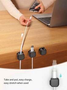 12/6pcs Desktop Wall Mounted Storage Hook, Magnetic Desktop Cable Clamp Management, Hidden Phone Charging Cable Clamp, For Nightstand, Kitchen Appliances, Office Storage Supplies, Back To School