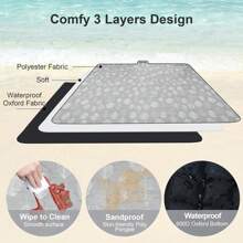1 pièce Couverture de pique-nique avec poignée de transport, tapis de pelouse de camping portable, tapis pliable extérieur à 3 couches épaissi, style feuille grise douce et confortable, matériau en tissu Oxford résistant à l'usure, imperméable, anti-sable, résistant à l'humidité et anti-salissures, lavable en machine, couverture de parc pratique, pour voyages, randonnées, trekkings, plages enneigées et festivals de musique, jardins, patios, intérieur, extérieur, plage
