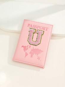 Capa Para Passaporte Com Letras De A A Z, Porta-Passaporte De Viagem Com Estampa De Mapa, Pasta Para Passaporte Rosa, Carteira Para Passaporte Para Viagens De Negócios