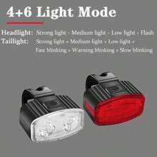[Super Bright Bicycle Lights] Front & Rear Set, One-Key Quick Release, USB Rechargeable + 350mAh Battery Life, IPX4 Waterproof & Rainproof Design, Night Riding Safety Warning Light