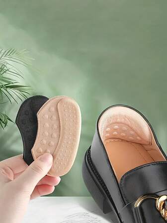 4 件/8 件自粘式鞋跟垫，米色、黑色和棕色 - 防过敏聚酯纤维，防滑、防起泡鞋垫，适用于超大号鞋子，秋季