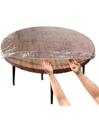 Tovaglia rotonda trasparente in PVC, copritavolo pesante e resistente con bordi elastici, impermeabile e antigrasso, adatto per uso domestico quotidiano, feste, matrimoni e altri eventi