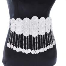 1 pièce Nouvelle chaîne de taille en métal style européen et américain, ceinture de taille avec pendentif à franges géométrique, chaîne de corps