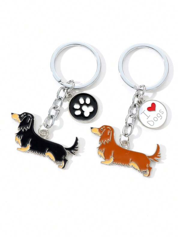 1pc Alloy Metal New Dog Charm For Jewelry Dachshund Keychain DIY Accessories Men Car Keychain