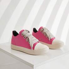 Men's Thick Shoelaces, Round Toe Casual Shoes, Niche Retro Thick Soled Sports Shoes - 玫瑰紅 - 查看 3