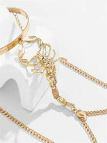 1pc Gothic Style Metal Scorpion Bangle Bracelet, Personalized Rhinestone Tassel Open Cuff Arm Piece For Women, Suitable For Festivals And Daily Wear - Multicolor - View 6