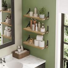 Superlele 6pcs 16.5 Inch Floating Shelves For Wall, Bookshelf, Wall Decor, Farmhouse Wall Shelves For Bedroom, Bathroom Storage, Living Room And Kitchen Decor, Room Decor