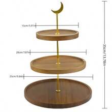 1pc Wooden Cake Stand Tray,Multi-Tier Cupcake Tower Cake Tray, Party Cake Cookie Snack Dessert Tray, DIY Cake Decorating Supplies - Brown - View 14