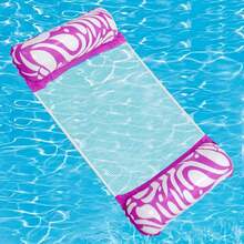 1pc Foldable Water Hammock Float Lounger PVC Inflatable Pool Mat Floating Bed Chair Swimming Air Mattress Pool Party Recliner Pool Float, Beach Essentials, Beach Accessories - Multicolor - View 7
