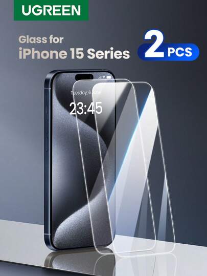 UGREEN 2PCS Borderless Full Screen HD Screen Protector With Film Compatible With IPhone 15 Pro Max IPhone 15 Plus Gift For Birthday, Family, Friends Tempered Glass, Phone Screen Protector, Phone Accessories Waterproof Shockproof Anti-Fall Anti-Fall Scratch Resistant Anti-Fingerprint
