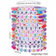 12pcs/Set Boho Heart & Letter Colorful Beaded Bracelets For Women Girls, Festival & Holiday Gift