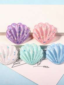 5pcs Fashionable New Resin Accessories, Semi-Transparent Sequins Shell, DIY Cream Gel Hair Clips, Phone Case Stickers, Storage Box Decorations (Slight Blemish On The Back Is Normal)