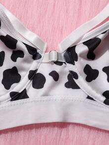 女士性感内衣文胸豹纹夜店狂野舞台表演服装 3 件套 - 乳牛紋 - 查看 8